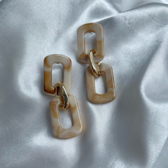 Marble chain link earrings - Picture 1 of 2